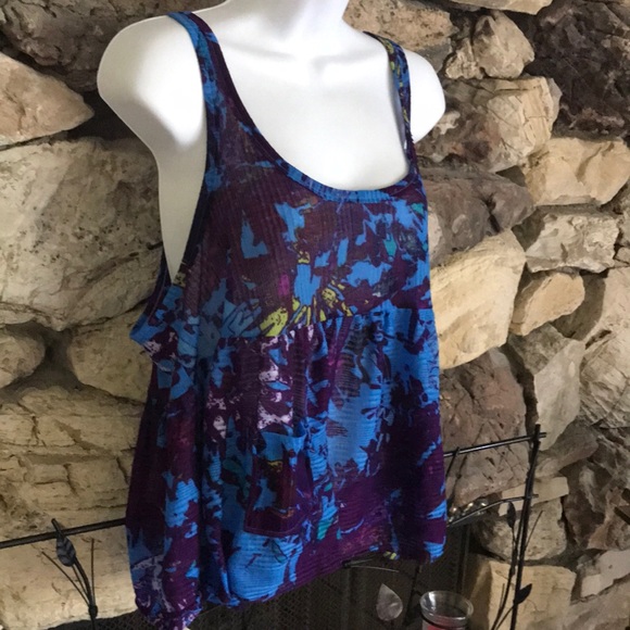 FREE PEOPLE TANK TOP HI-LO HEM Royal blue / Purple Size S - Picture 16 of 16